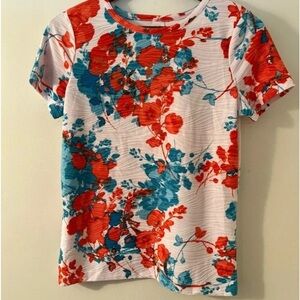 East5th Tiana Floral White Short Sleeve Blouse